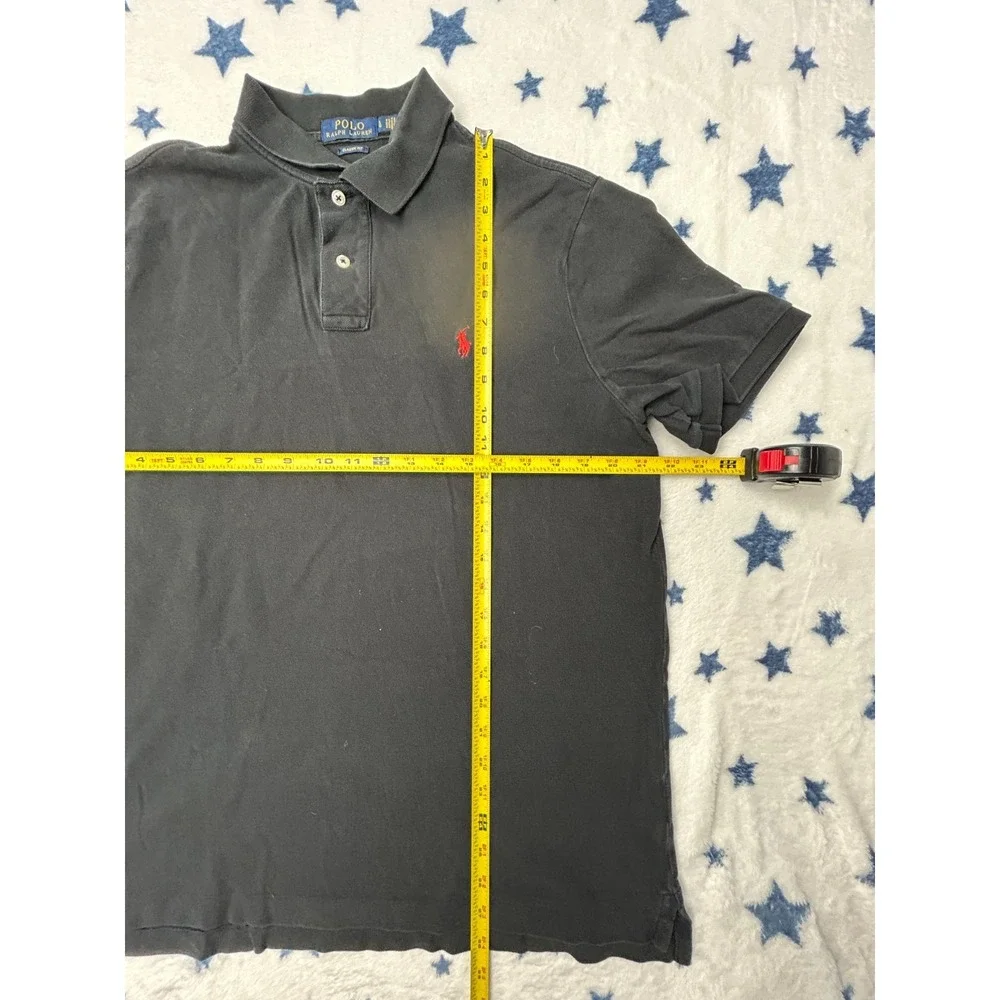 Polo Ralph Lauren Polo Shirt Mens L Black Classic Fit Red Pony Short Sleeve